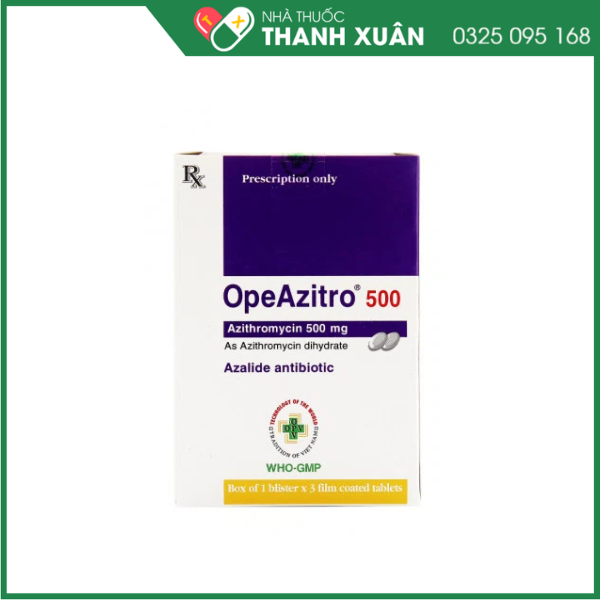 OpeAzitro 500 trị nhiễm khuẩn do vi khuẩn nhạy cảm